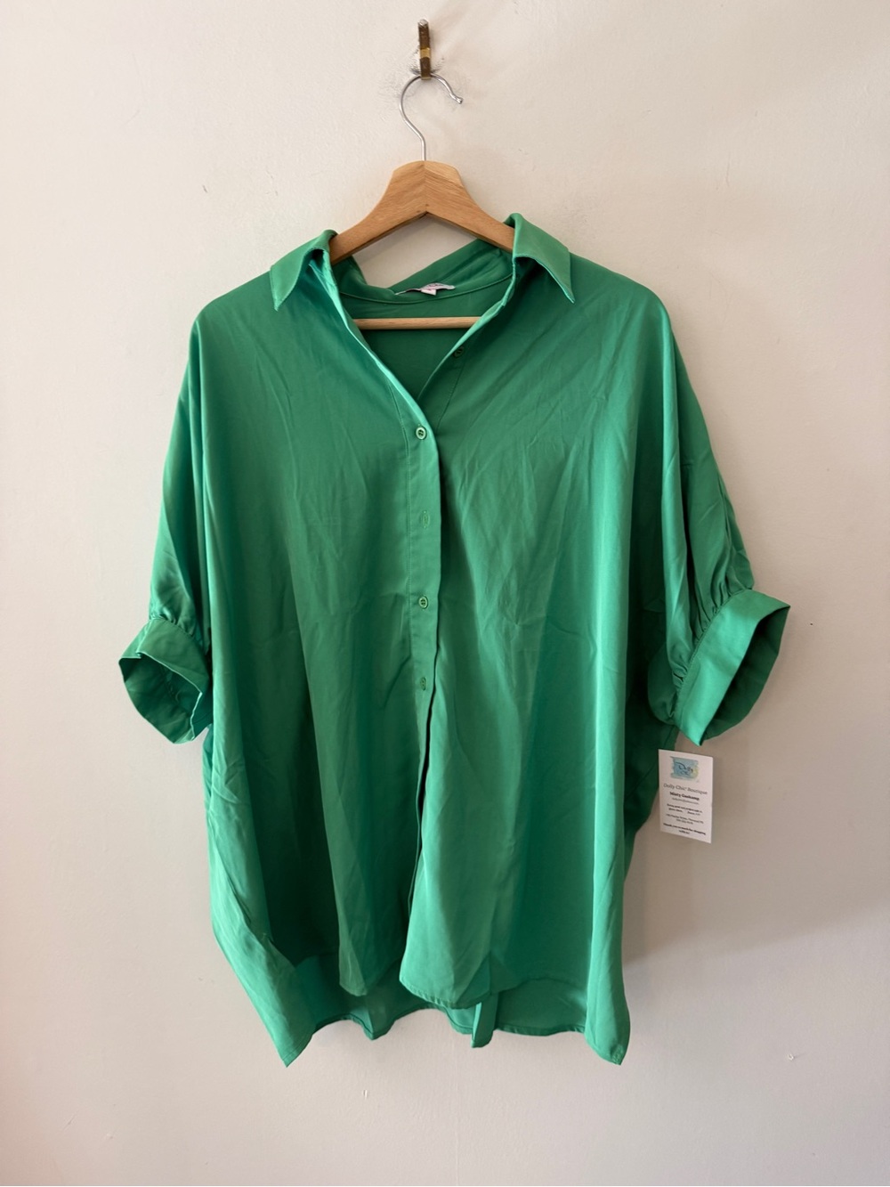 Jess Lu Bright Green Button-Down Top